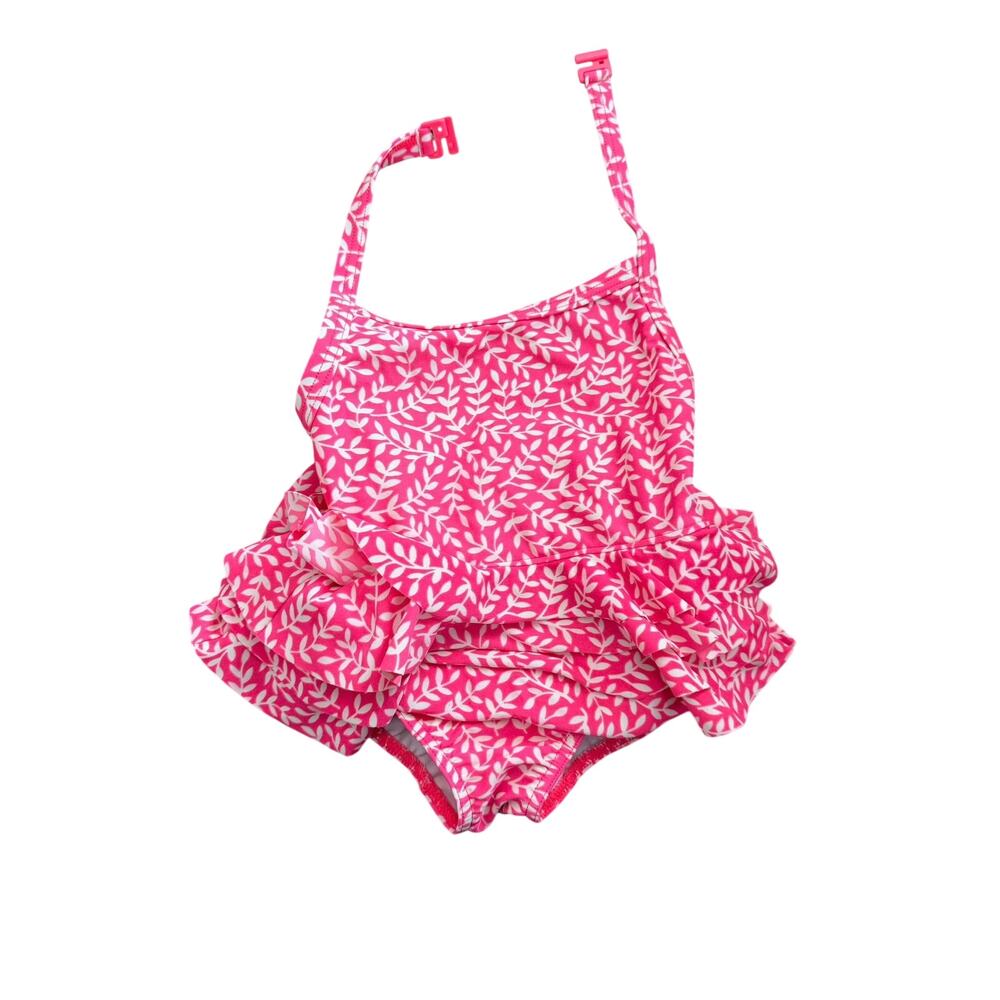 Mini Boden pink ruffle halter swim 2-3y toddler